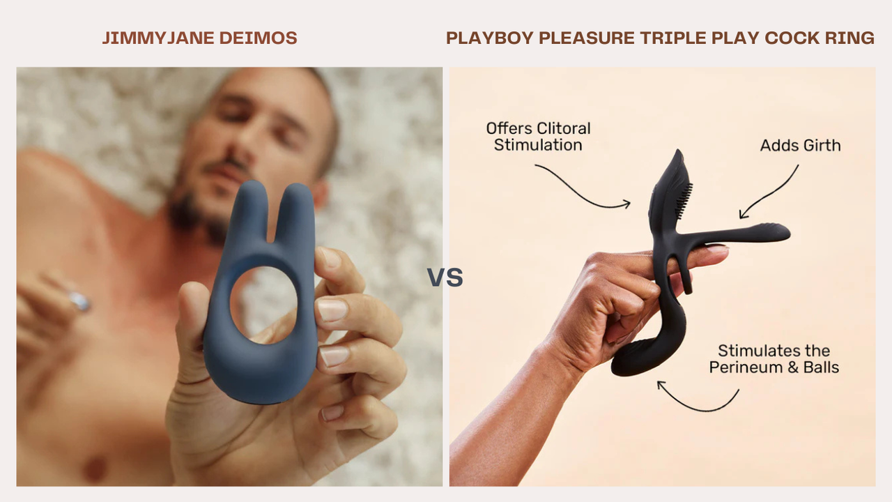 Jimmyjane Deimos vs Playboy Pleasure Triple Play Cock Ring - SexToysShop.com