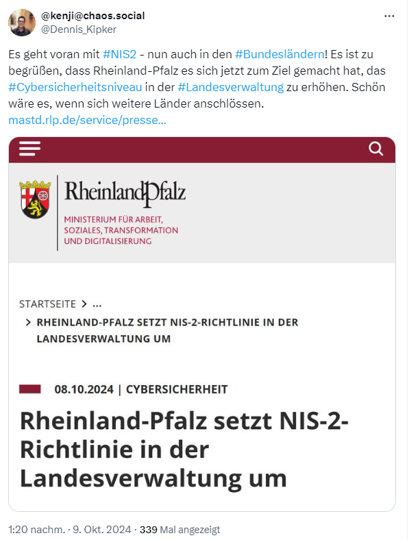 NIS-2-Umsetzung in Landesverwaltung Rheinland-Pfalz