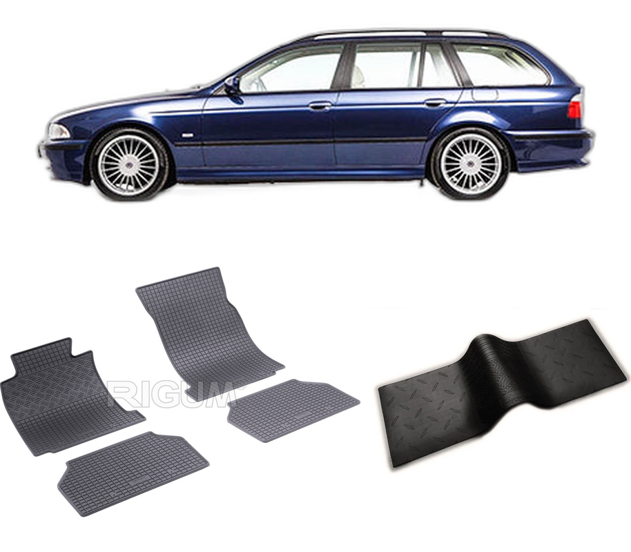 Set covorase auto BMW SERIA 5 E39 din 1996-06.2003, cu covoras tunel median, CAROSERIE COMBI, Presuri cauciuc 100%, compatibil cu autoturismul BMW SERIA 5 E39, Rigum