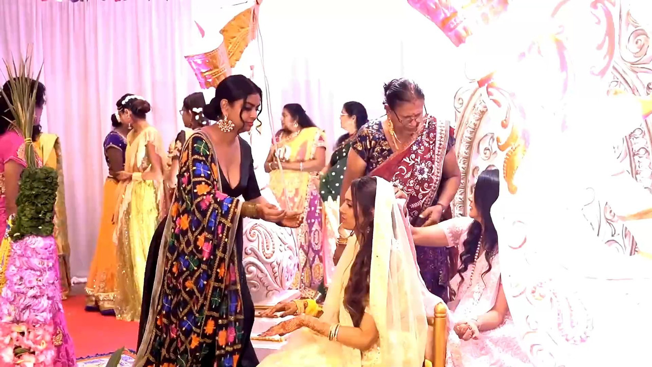 Wide boobs and cleavage show by mutiple girls during haldi.mp4_snapshot_00.08.858