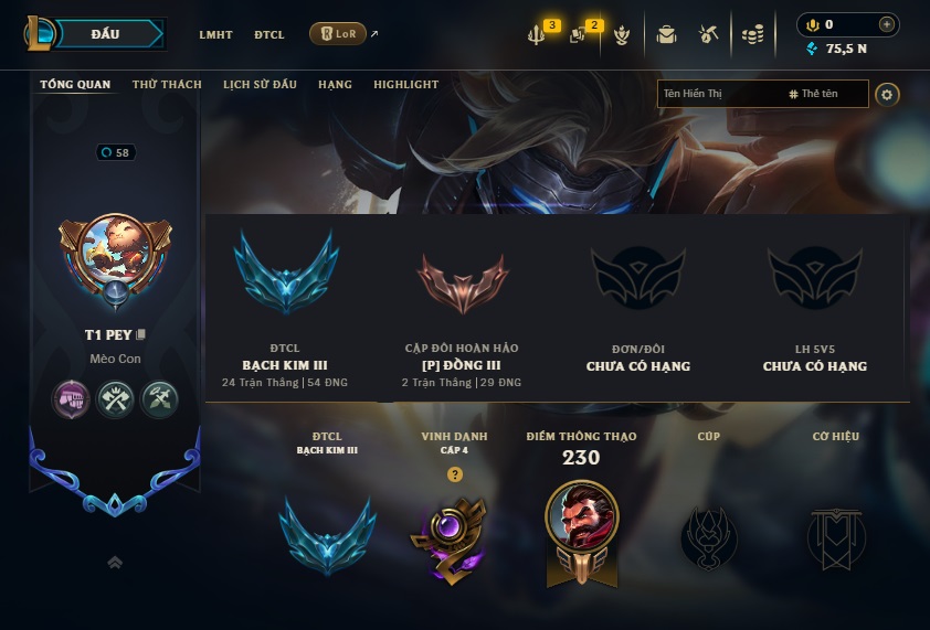 Acc LMHT # - Không Khung