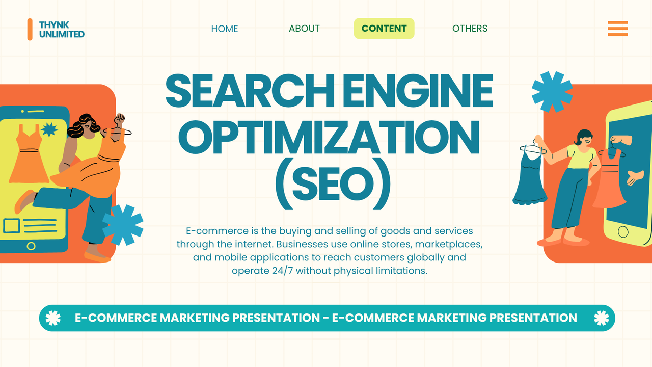 Green and Orange Illustrative E-Commerce Marketing Presentation