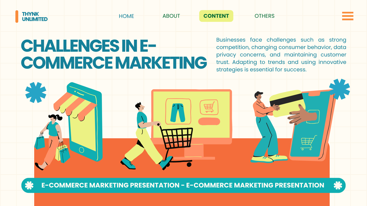 Green and Orange Illustrative E-Commerce Marketing Presentation