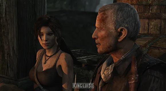 Lara acompañando a su mentor Conrad Roth tras a ver sido atacados por una jauría de lobos
