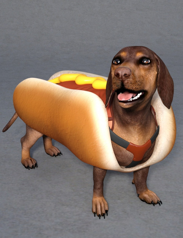 Hot Dog Costume for Daz Dog 8 (Repost)