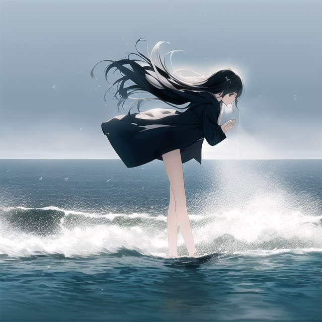 Best quality, masterpiece, illustration, sea, wind, summer, dust cloud, 1girl, f s-411772145