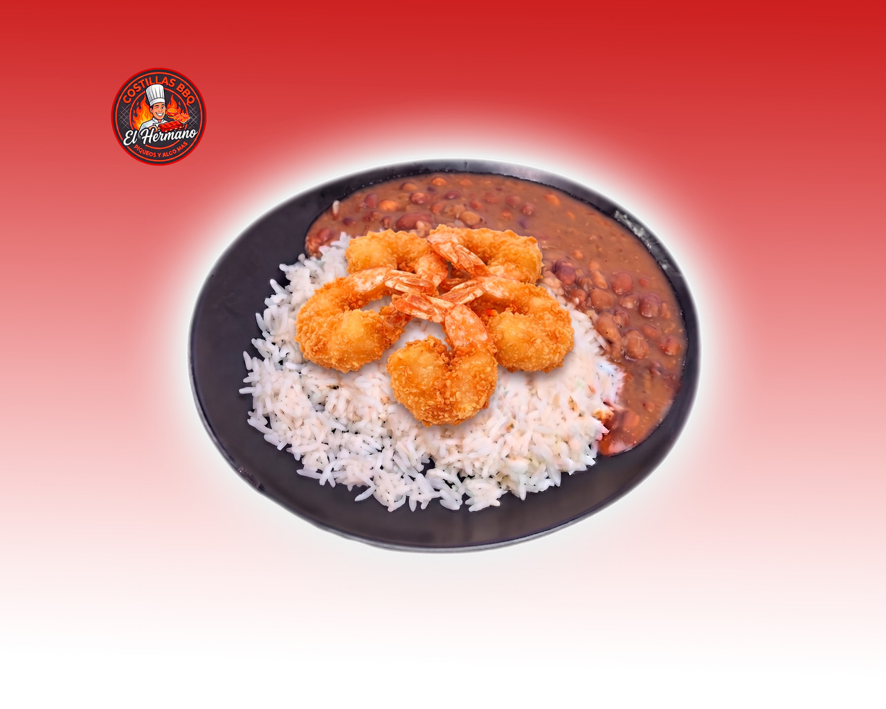 Arroz, Menestra Y Camarones Apanado
