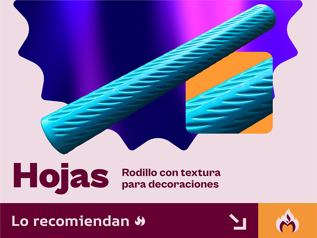 Rodillo Hojas Líneas texturizador de repostería marca papel y aluminio