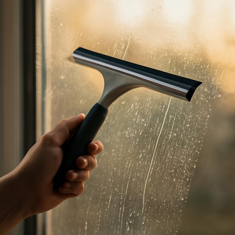 Скребок для окон в действии