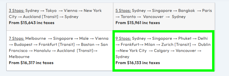 Sydney → Singapore → Phuket → Delhi → Frankfurt→ Milan → Zurich [ - Mundial 2026 en USA-Mexico-Canada