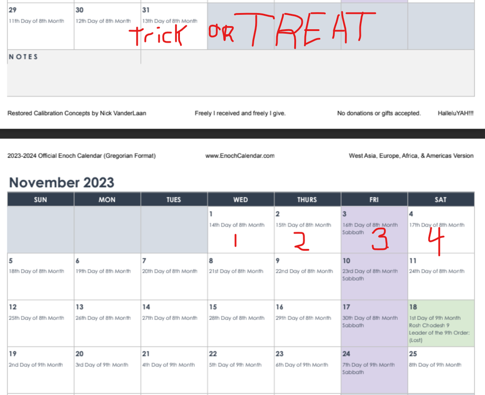 Trick or Treat Enoch Calendar
