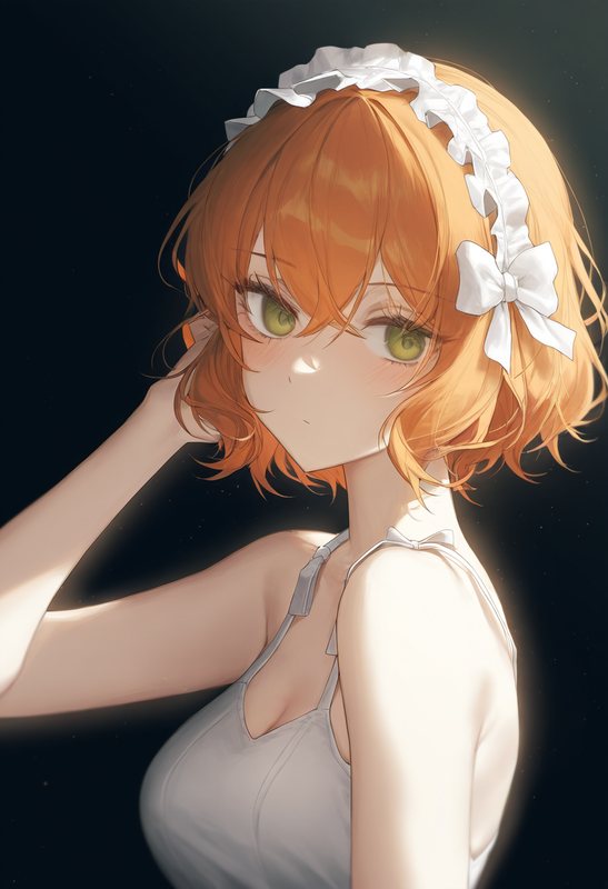 depth of field, 1girl, ishmael (limbus company), short hair, orange hair, {{gree s-2477476717