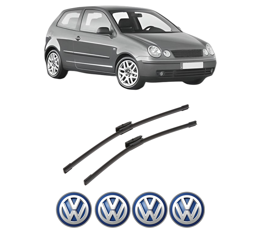 Set stergatoare auto Volkswagen POLO IV (9N_, 9A_) din 2001-2009, pentru parbriz auto, 2 bucati, Bosch Aerotwin Multi, din cauciuc siliconat rezistent, 4 Stickere Auto Volkswagen