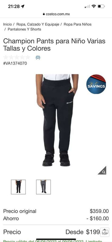 Costco: Champions pants para niño 