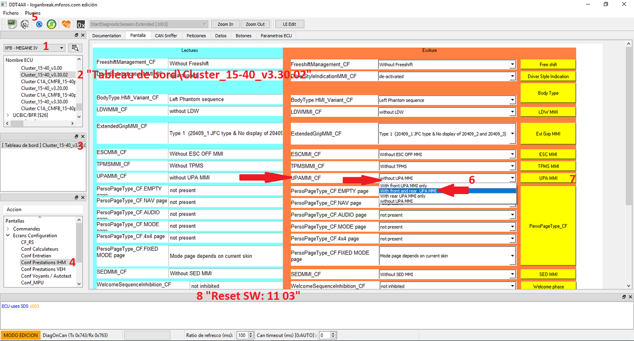 Sensores de aparcamiento en la pantalla