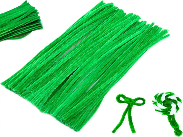 Chelines gamuzados tono Verde Manzana para Decoración de muñecos