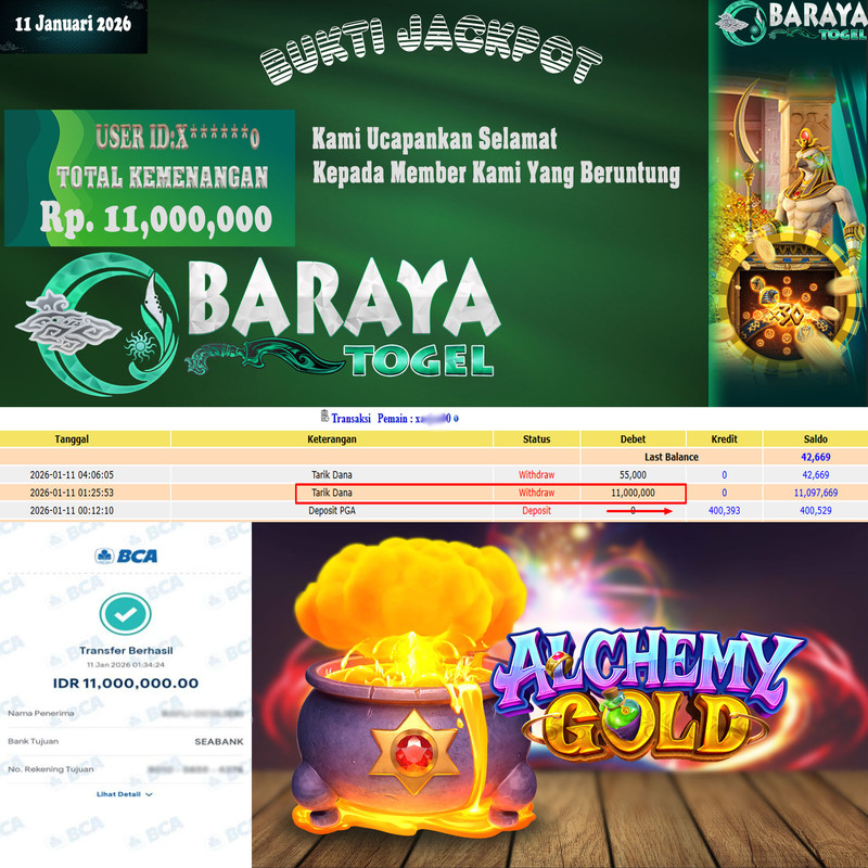 Rp. 11.000.000.- WD LUNAS DI BARAYATOGEL