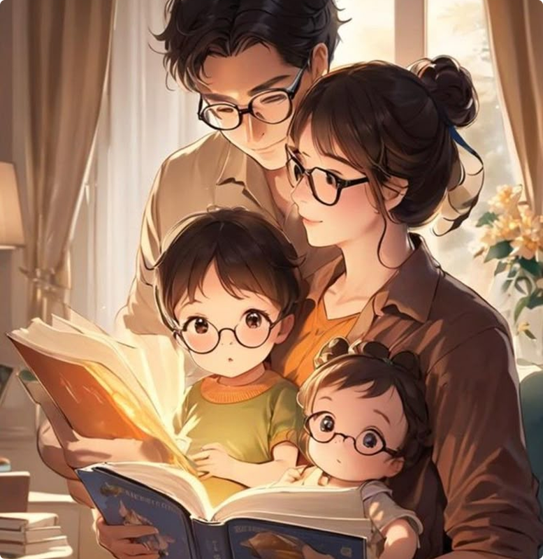 Family reading together