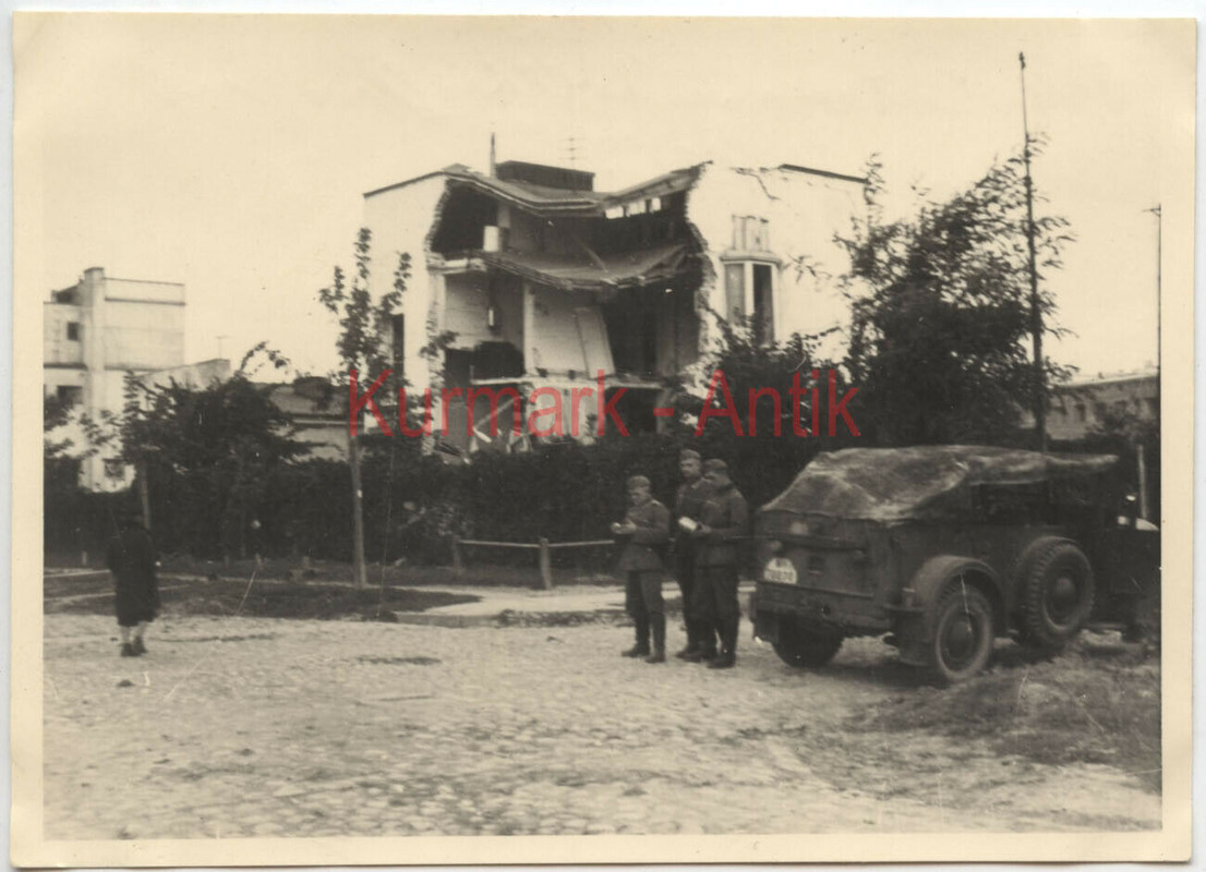 Foto Wehrmacht Art. Reg.49 Polen Feldzug Warschau Mokotów Ruine 