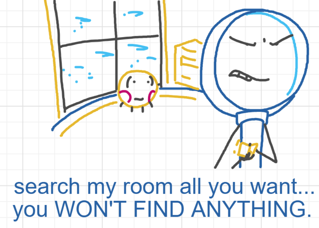 A panel from A Murder On The, episode six of the Board Boards object show by Furretwalk/WalkingFurret.