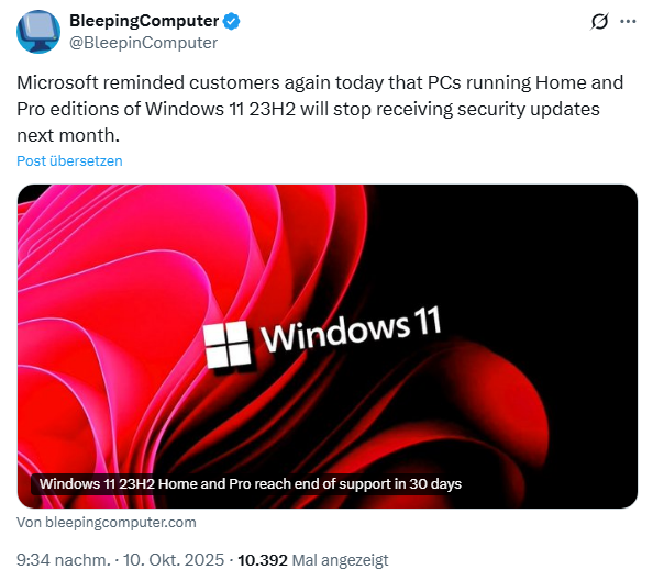 Windows 11 23H2 End of Life