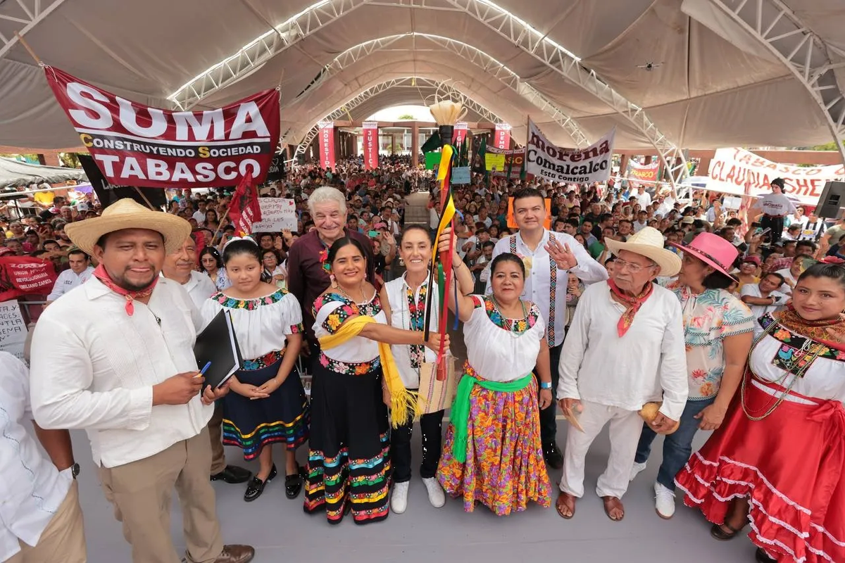 Sheinbaum visita Macuspana, Tabasco acompañada por “Pepín” López Obrador