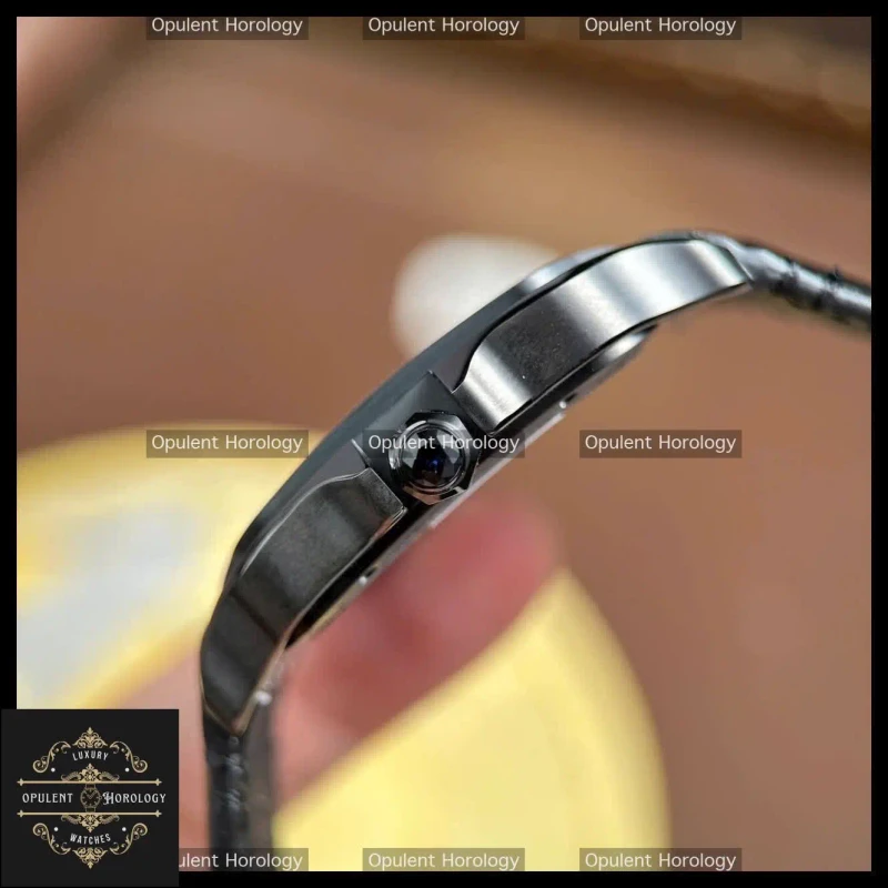 Cartier Santos Skeleton Watch 39.8mm | Black Leather Strap - Super Clone