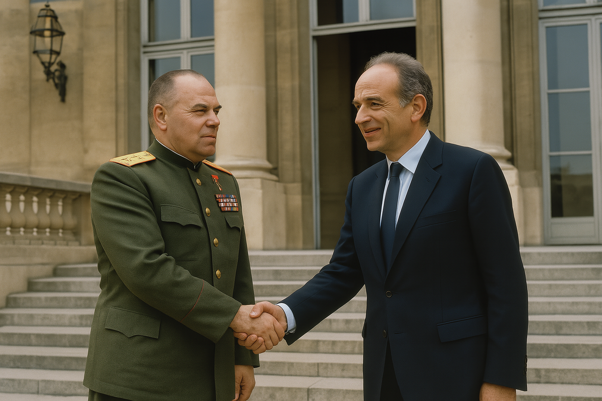 L'Empereur Charles-Artyom Ier serrant la main au Führer Friedrich Sattler.