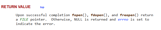 Return value of fopen