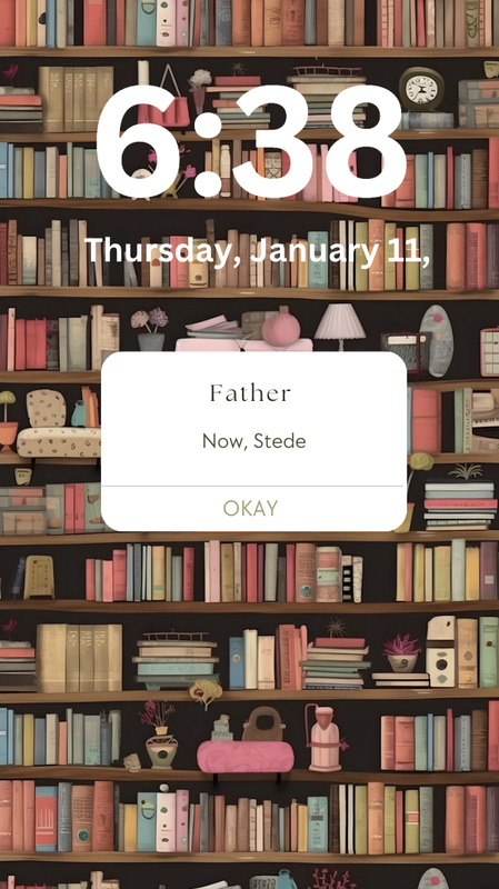 Locked phone screen that reads 6:38 Thursday, January 11  Father Now, Stede