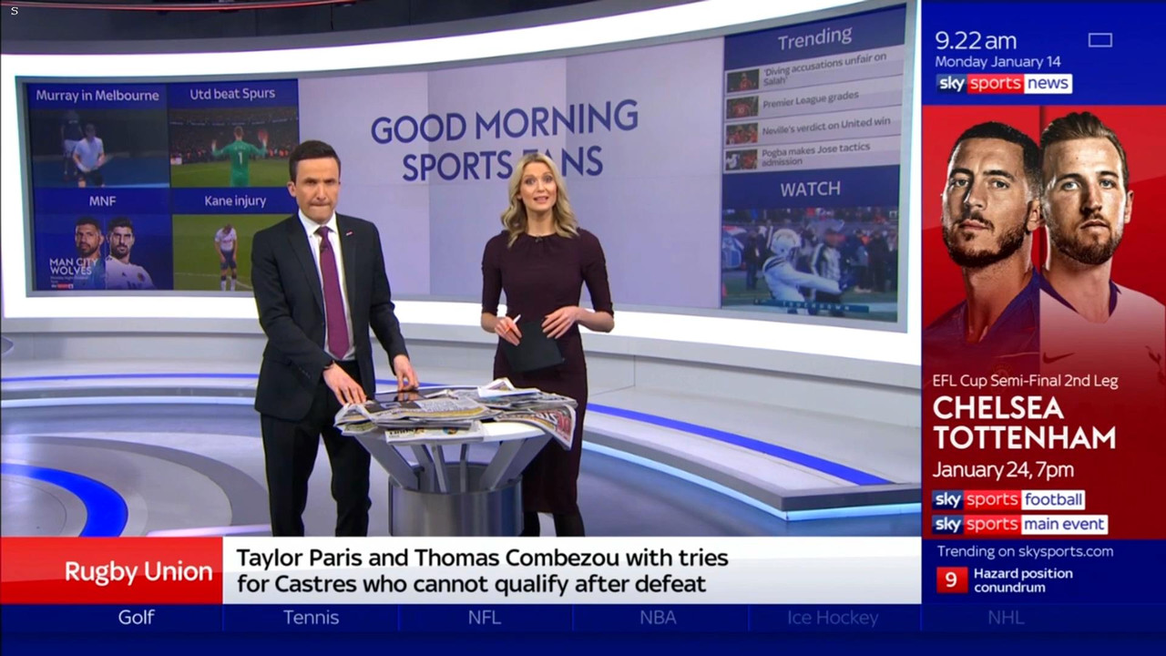 14 January - 09.00.00 - Good Morning Sports Fans. Round-up of th