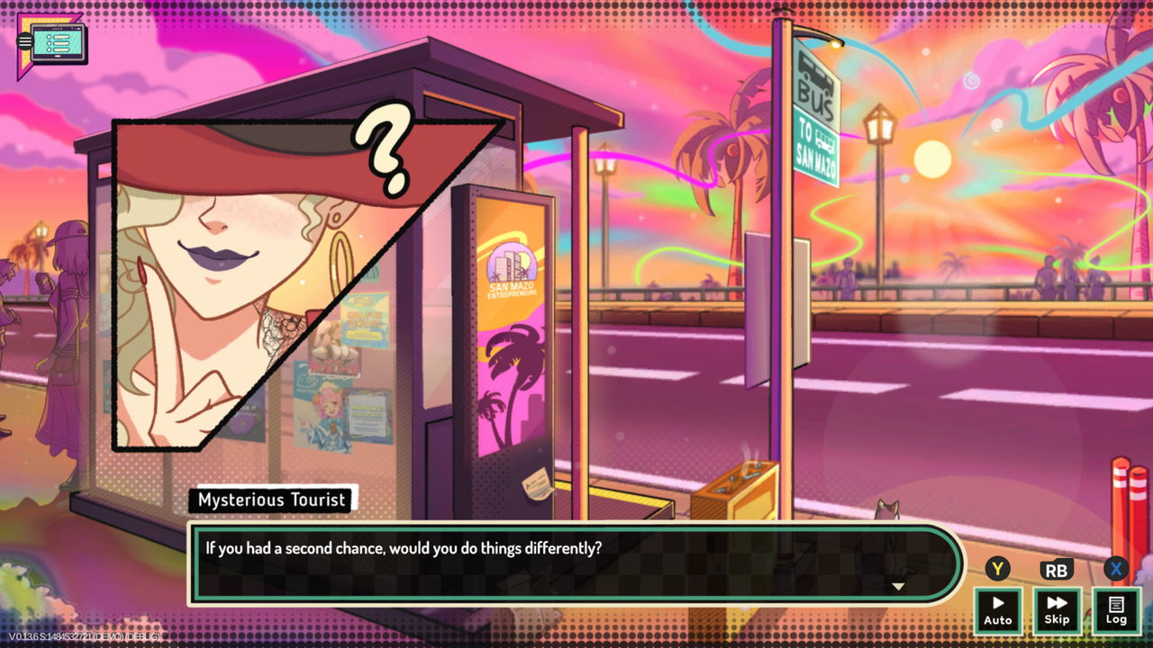 The mysterious woman who cryptically asks the MC "If you had a second chance, would you do things differently?"