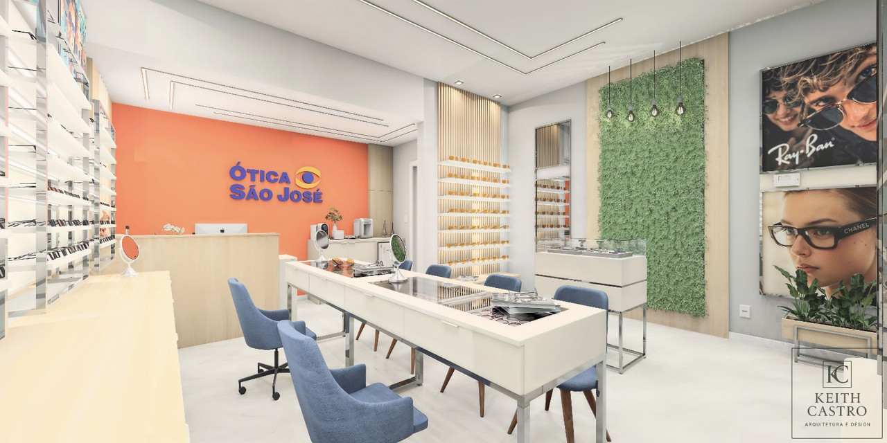 Interior da Ótica São José Alvorada, com ambiente moderno, atendimento confortável e exposição de óculos.