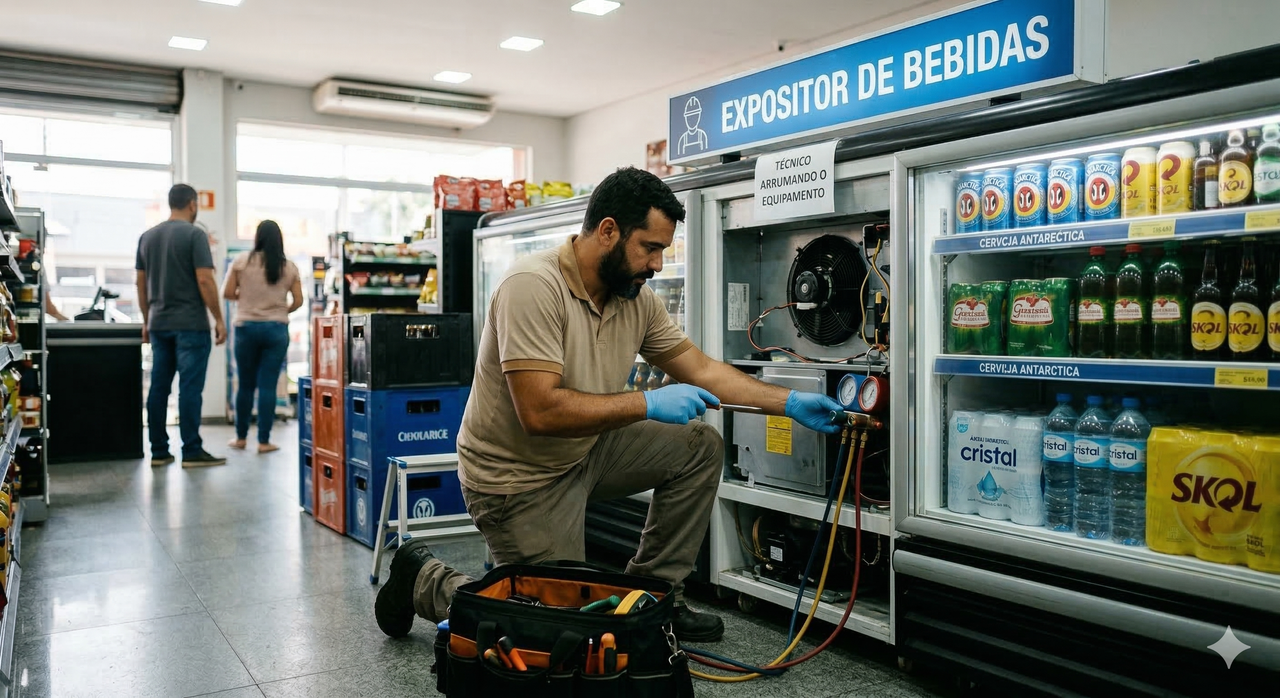 Manutenção de expositor de bebidas