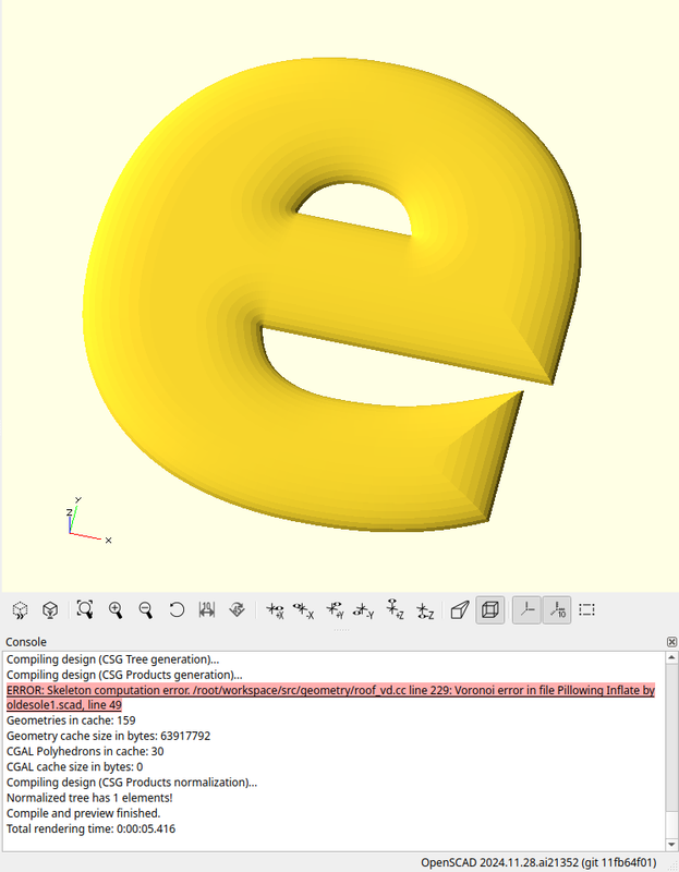 OpenSCAD Pillowing test