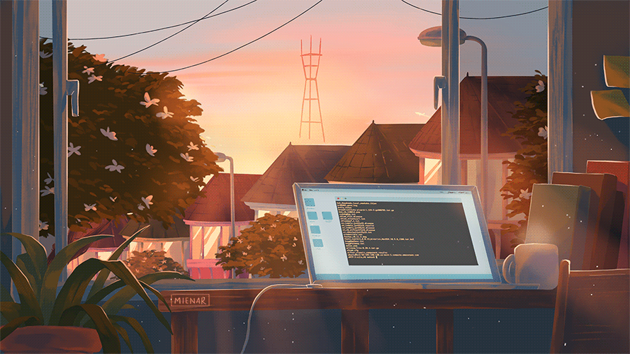 Sarra coding at sunset