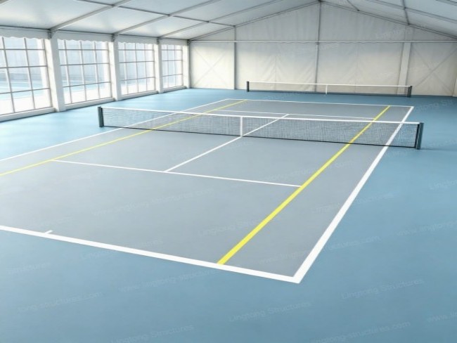 Lingtong Tent pickleball facility with aluminum structure and translucent cover for natural lighting