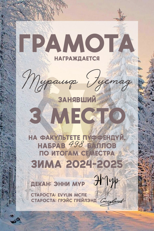 Зима 24-25 Грамота 3 место