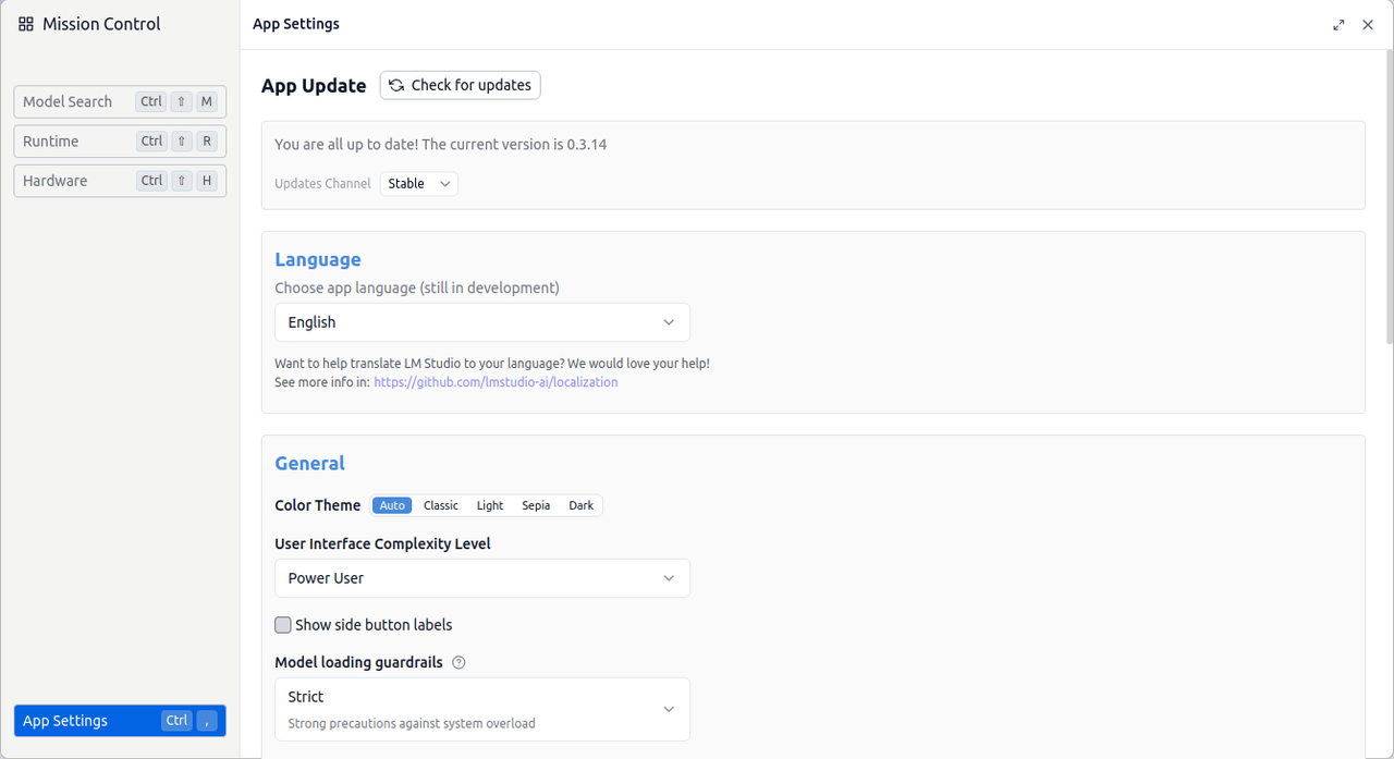 Manage LMSudio App Settings