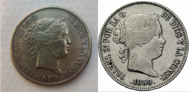 20 reales Isabel II 1859. Fake Fake-Isabel