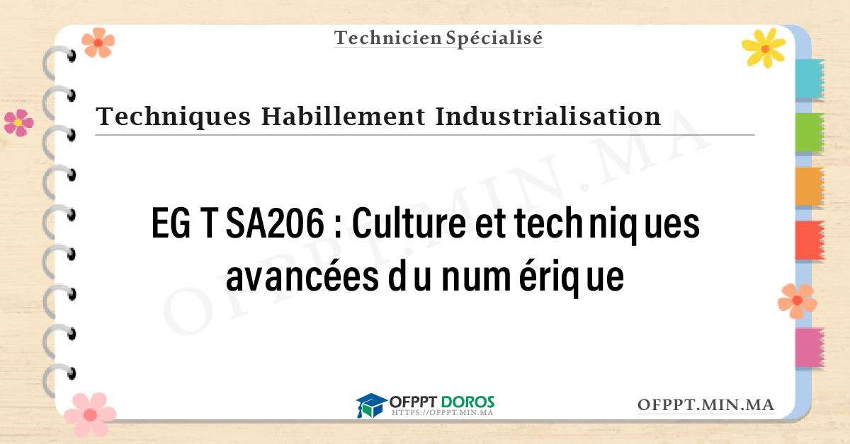 Sommaire détaillé du cours Culture et techniques avancées du numérique EGTSA206 OFPPT - Structure du module