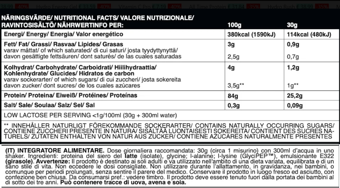 info nutrizionali