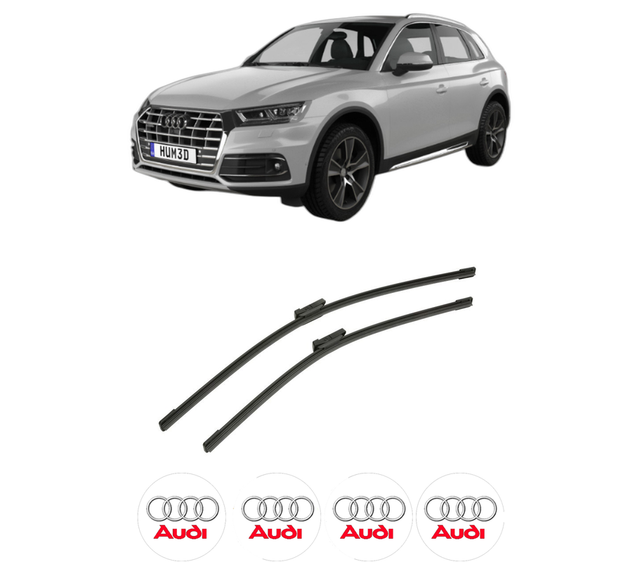 Set stergatoare auto AUDI Q5 (FYB, FYG) din 2016-2021, pentru parbriz auto, 2 bucati, Bosch Aerotwin, din cauciuc siliconat rezistent, 4 Stickere Auto AUDI