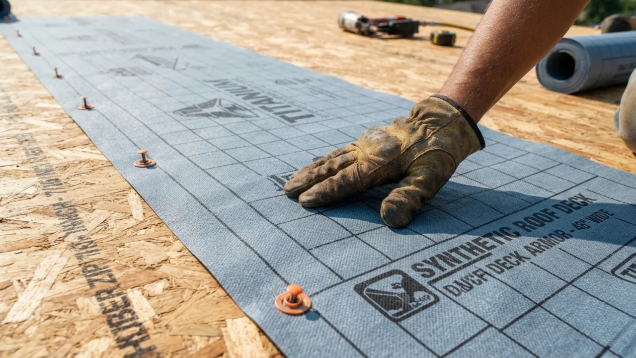 Roofing underlayment synthetic felt ice water shield installation San Antonio