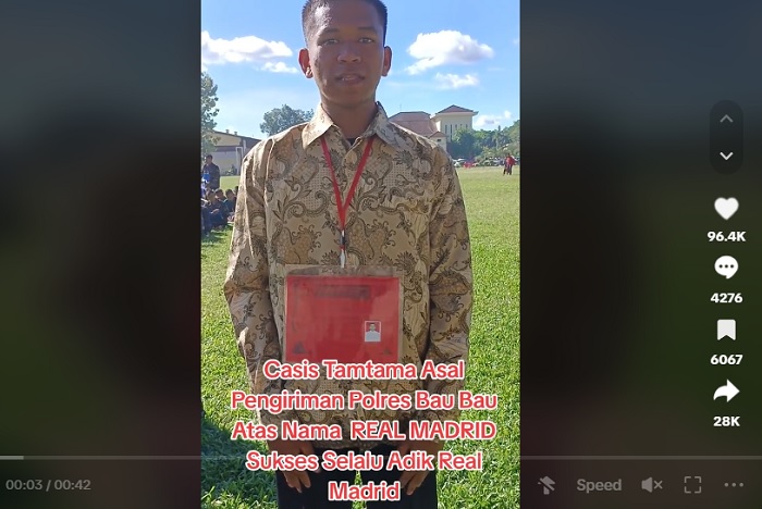 Viral di sosial media seorang calon siswa Tamtama Kepolisian Negara Republik Indonesia (polri) 2024 bernama Real Madrid.
