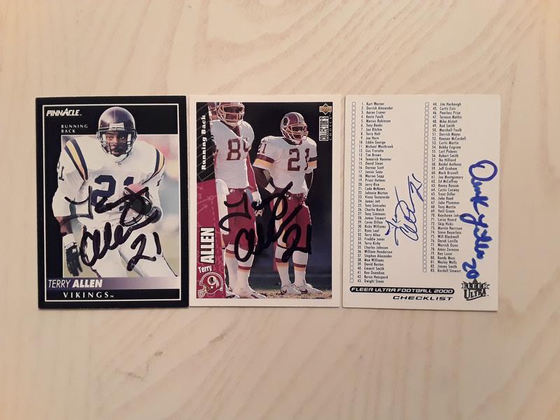 NFL Terry Allen Autographed Cards 3/3