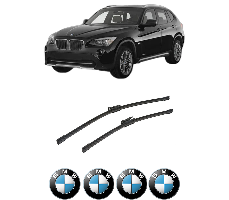 Set stergatoare auto BMW Seria X1 (E84) din 2009-2015, pentru parbriz auto, 2 bucati, Bosch Aerotwin, din cauciuc siliconat rezistent, 4 Stickere Auto BMW Seria
