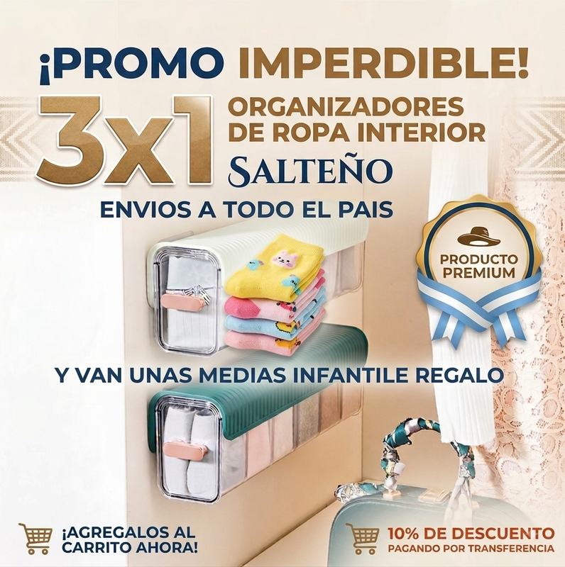 Combo organizadores y medias infantiles