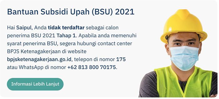 Notifikasi calon penerima BSU