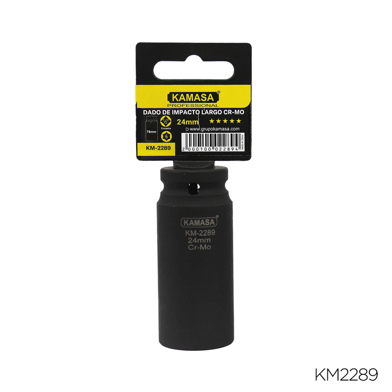 DADO DE IMPACTO LARGO CRMO "KAMASA" - 1/2"DR.X 24MM 